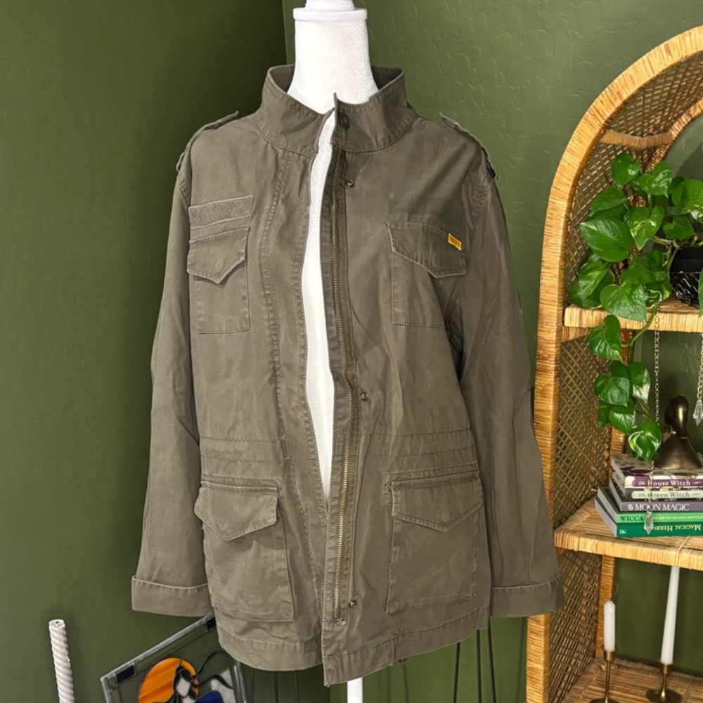 Old Navy Pocket and Sleeve Detail Olive Green Army Utility Jacket